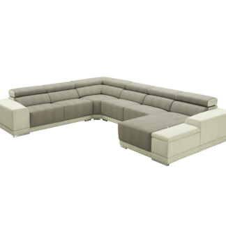 Sofá modular, com costas reclináveis e braço com baú