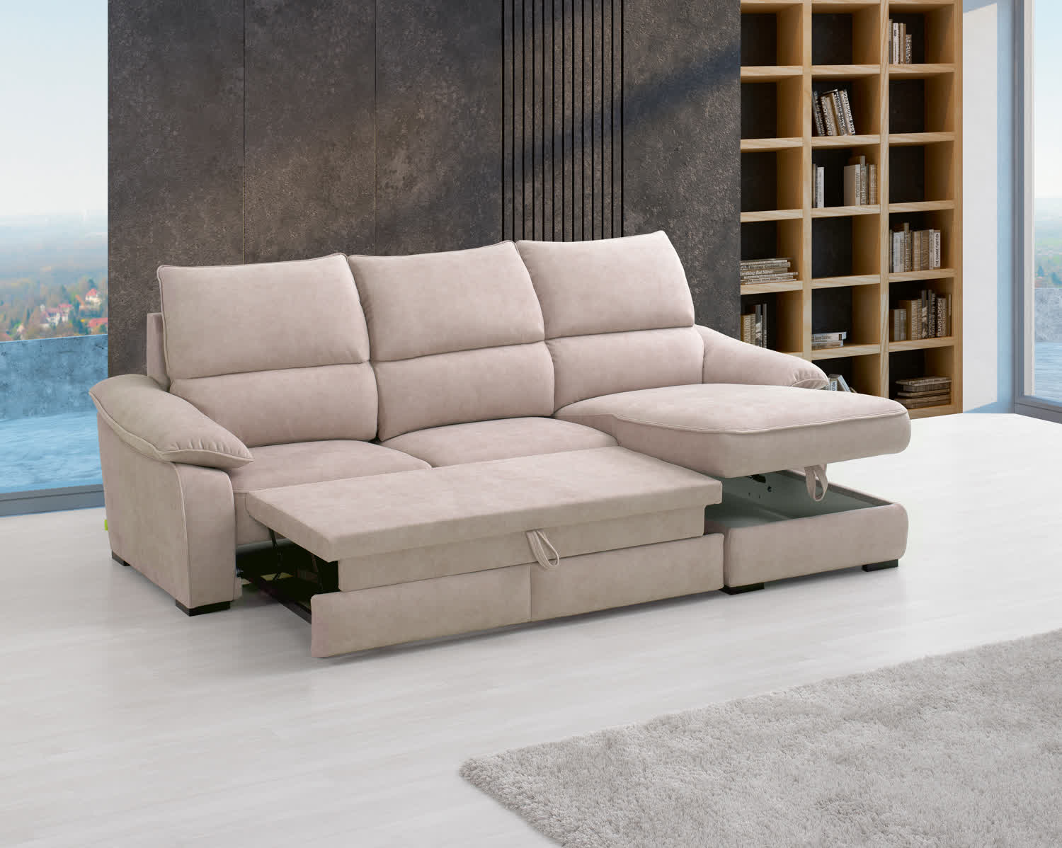 Sofá de 3 lugares com chaise longue reversível - Image 4