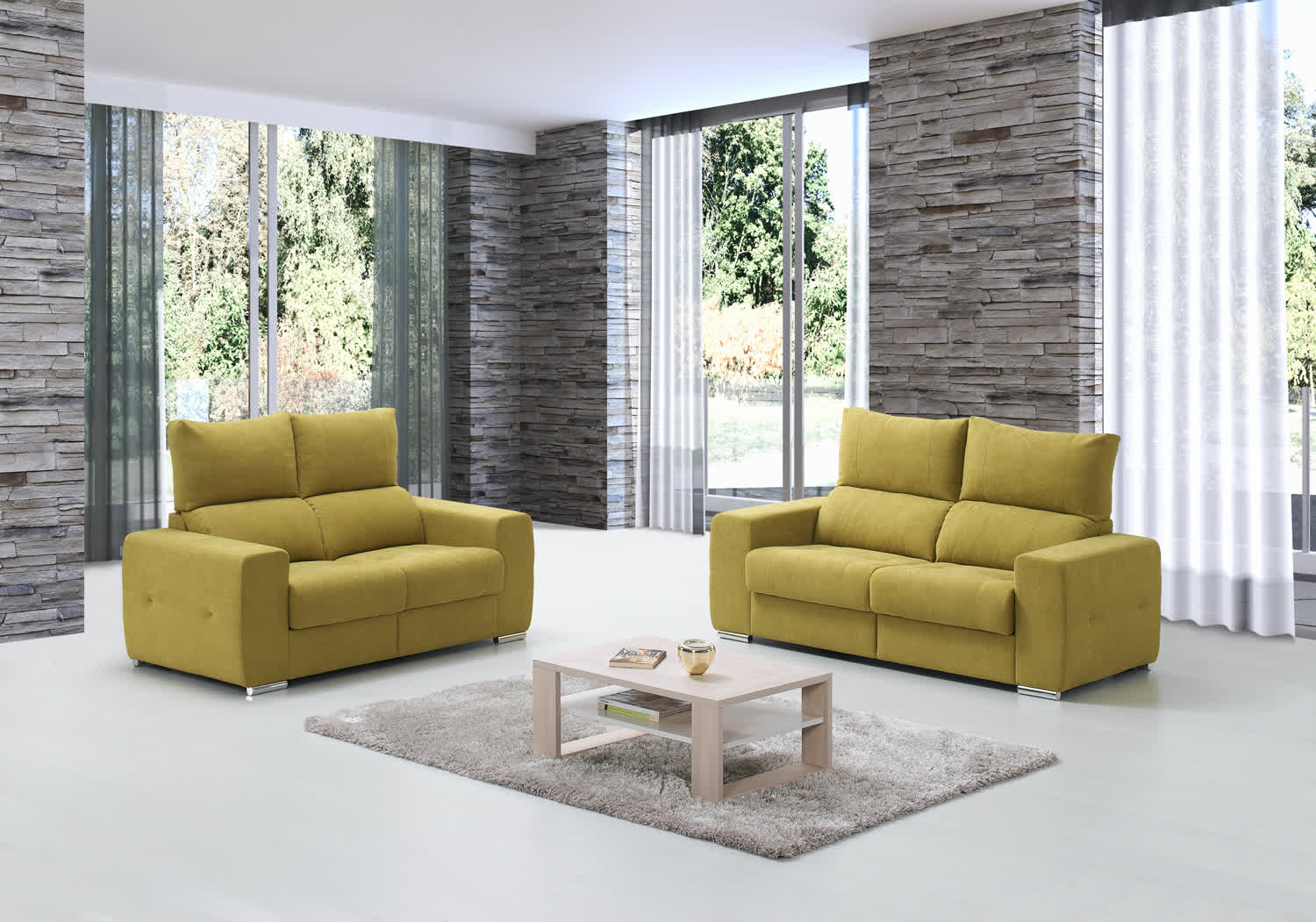 Sofá de 3 lugares com costas reclináveis e assentos deslizantes - Image 3