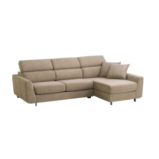 Sofá de 3 lugares com encostos reclináveis, bancos deslizantes e chaise-longue