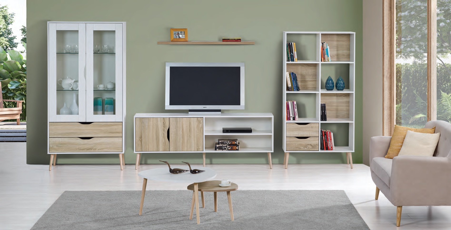 Sala de Estar Faro - Branco/Carvalho Natura - 2